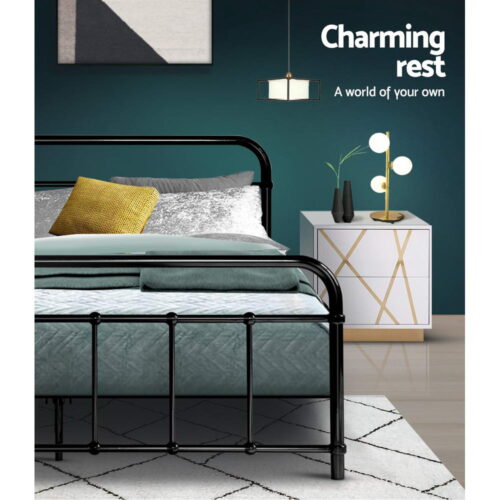 Artiss Bed Frame Metal Bed Frame LEO - Double (Black) - Image 5
