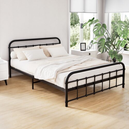 Artiss Bed Frame Metal Bed Frame LEO - Double (Black) - Image 7