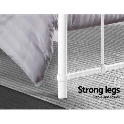 Artiss Bed Frame Metal Bed Frame LEO - Queen (White) - Image 6
