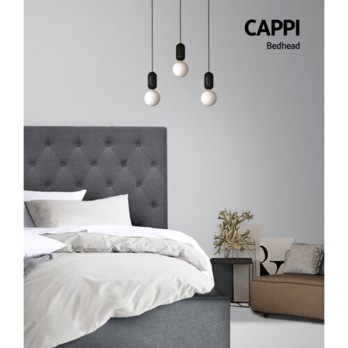 Artiss Bed Head Headboard King Single Size Fabric - CAPPI Grey - Image 4