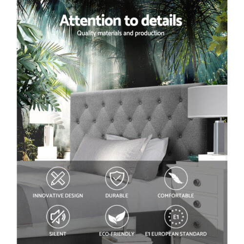 Artiss Bed Head Headboard King Single Size Fabric - CAPPI Grey - Image 5