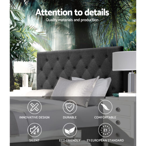 Artiss Bed Head Headboard Double Size Fabric - CAPPI Charcoal - Image 4