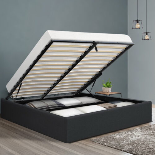 Artiss Bed Frame Double Size Gas Lift Base Charcoal TOKI - Image 7
