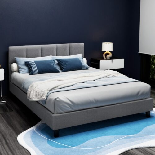 Artiss Bed Frame Queen Size Grey TINO - Image 2