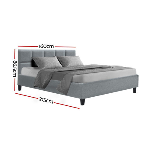 Artiss Bed Frame Queen Size Grey TINO - Image 3
