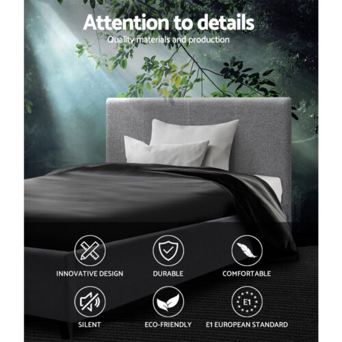 Artiss Bed Frame King Single Size Gas Lift Grey NINO - Image 4