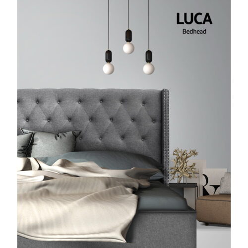 Artiss Bed Head Headboard Queen Size Fabric - LUCA Grey - Image 4
