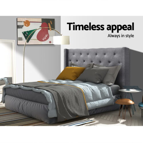 Artiss Bed Head Headboard Queen Size Fabric - LUCA Grey - Image 5