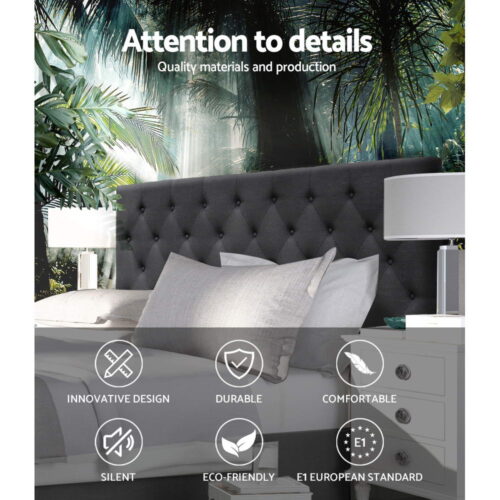 Artiss Bed Head Headboard King Size Fabric - CAPPI Charcoal - Image 3