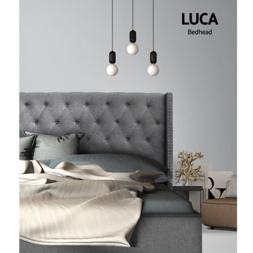 Artiss Bed Head Headboard King Size Fabric - LUCA Grey - Image 4