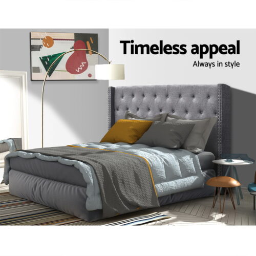Artiss Bed Head Headboard King Size Fabric - LUCA Grey - Image 5