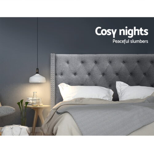 Artiss Bed Head Headboard King Size Fabric - LUCA Grey - Image 6