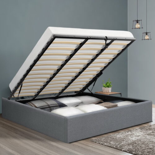 Artiss Bed Frame King Size Gas Lift Base Grey TOKI - Image 7