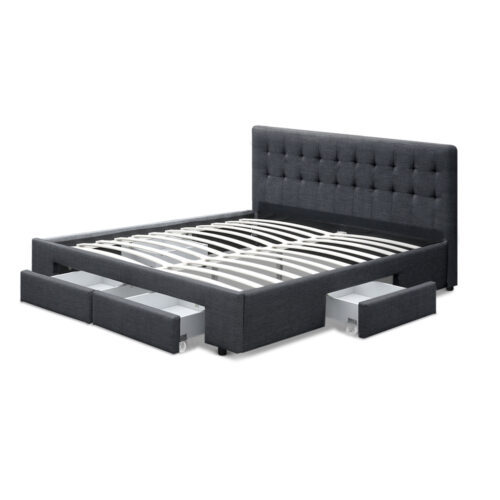 Artiss Bed Frame Queen Size with 4 Drawers Charcoal AVIO - Image 3