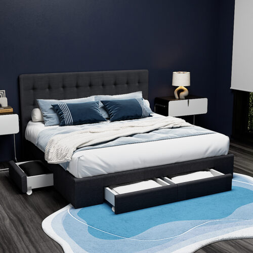 Artiss Bed Frame Queen Size with 4 Drawers Charcoal AVIO - Image 8