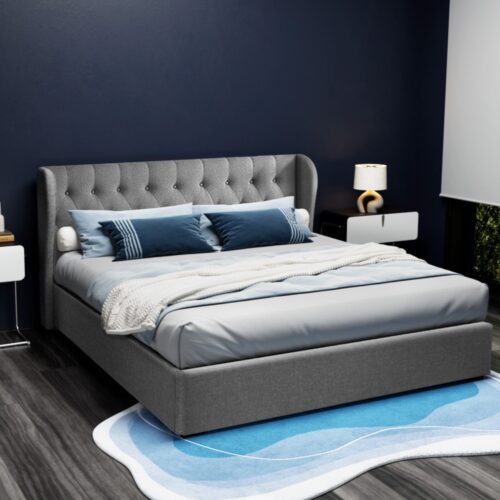 Artiss Bed Frame King Size Gas Lift Grey ISSA - Image 2