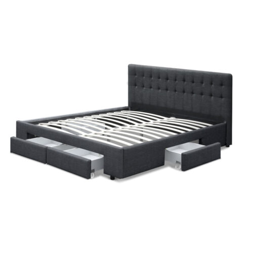 Artiss Bed Frame King Size with 4 Drawers Charcoal AVIO - Image 3