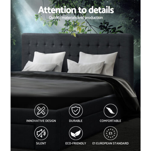 Artiss Bed Frame King Size with 4 Drawers Charcoal AVIO - Image 5