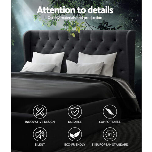 Artiss Bed Frame King Size with 4 Drawers Charcoal MILA - Image 5