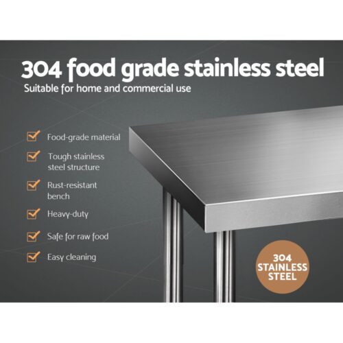 Cefito 1829x610mm Stainless Steel Kitchen Bench 304 - Image 2