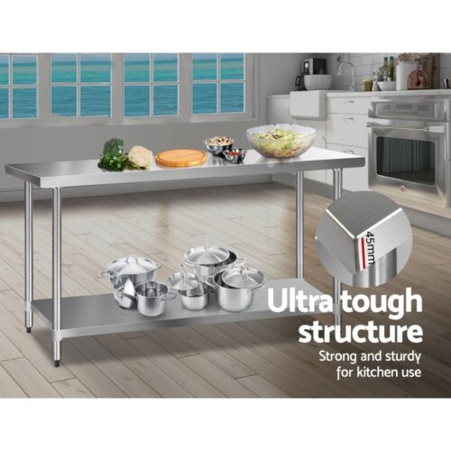 Cefito 1829x610mm Stainless Steel Kitchen Bench 304 - Image 3
