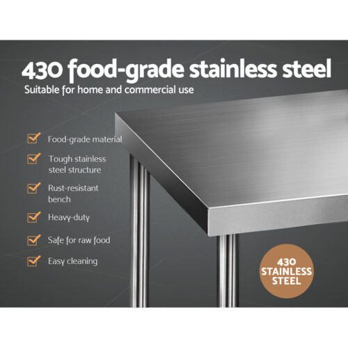 Cefito 1829x760mm Stainless Steel Kitchen Bench 430 - Image 2