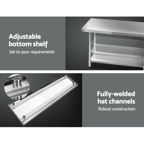 Cefito 1829x760mm Stainless Steel Kitchen Bench 430 - Image 4