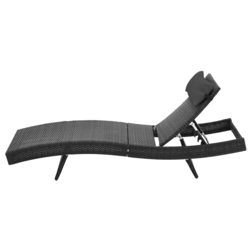 Gardeon 2PC Sun Lounge Wicker Lounger Outdoor Furniture Beach Chair Garden Adjustable Black - Image 4