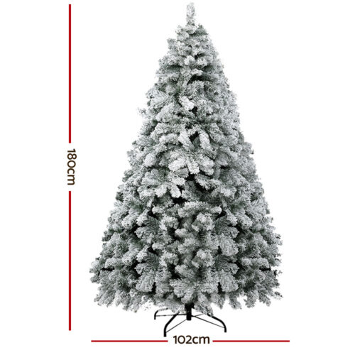 Jingle Jollys Christmas Tree 1.8m Snow Flocked Xmas Tree Decorations 468 Tips - Image 2