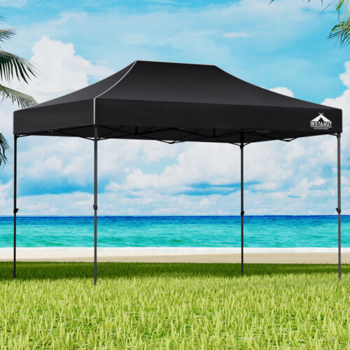 Instahut Gazebo Pop Up Marquee 3x4.5 Folding Tent 500D Wedding Camping Black - Image 8