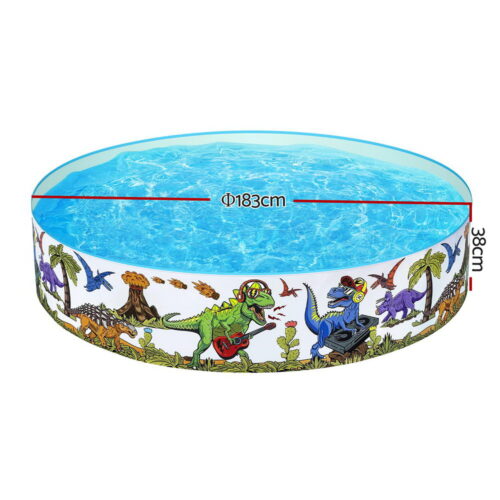 Bestway Kids Pool 183x38cm Round Above Ground Rigid Swimming Pools Dinosaur 946L - Image 2