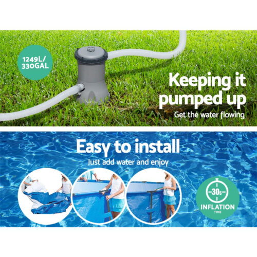 Bestway Swimming Pool 366x76cm Steel Frame Round Above Ground Pools w/ Filter Pump 6473L - Image 7