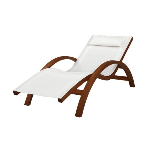 Gardeon Sun Lounge Outdoor Furniture Timber Armchair Wooden Stand - Image 2