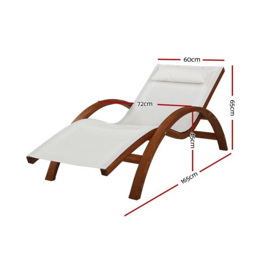 Gardeon Sun Lounge Outdoor Furniture Timber Armchair Wooden Stand - Image 3