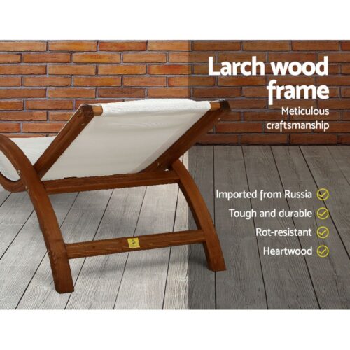 Gardeon Sun Lounge Outdoor Furniture Timber Armchair Wooden Stand - Image 6