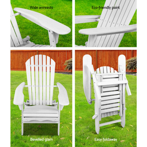 Gardeon 2PC Adirondack Outdoor Chairs Wood Foldable Sun Lounge Patio Furniture - Image 8