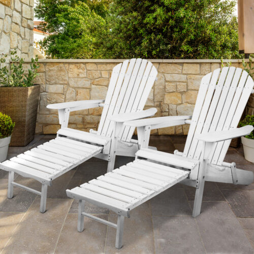 Gardeon 2PC Adirondack Outdoor Chairs Wood Foldable Sun Lounge Patio Furniture - Image 9