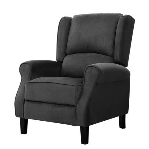 Artiss Recliner Chair Adjustable Sofa Lounge Soft Suede Armchair Couch Charcoal - Image 2
