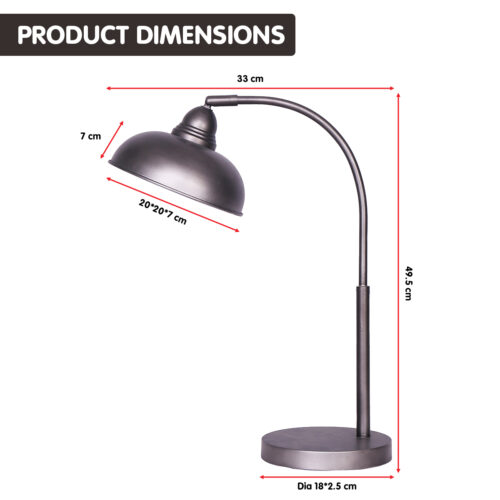 Sarantino Metal Desk Lamp in Dark Grey Finish - Image 3