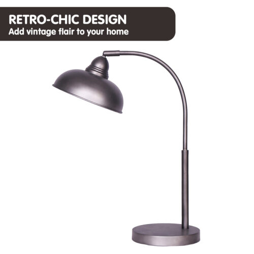 Sarantino Metal Desk Lamp in Dark Grey Finish - Image 4
