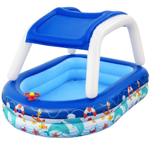 Bestway Kids Pool 213x155x132cm Inflatable Swimming w/ Canopy Play Pools 282L - Image 2