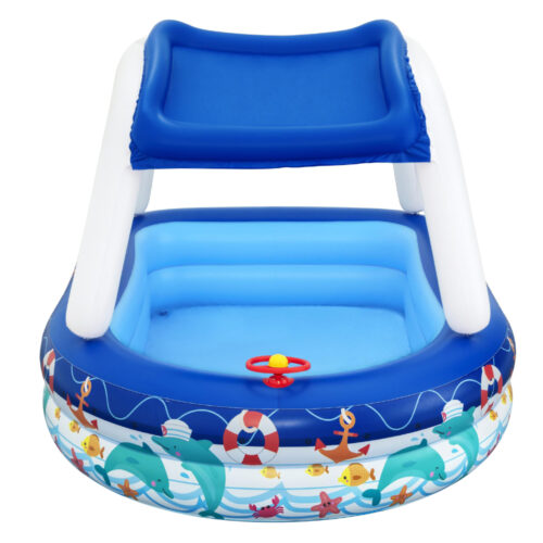 Bestway Kids Pool 213x155x132cm Inflatable Swimming w/ Canopy Play Pools 282L - Image 4