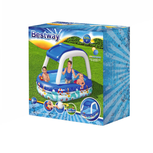 Bestway Kids Pool 213x155x132cm Inflatable Swimming w/ Canopy Play Pools 282L - Image 6