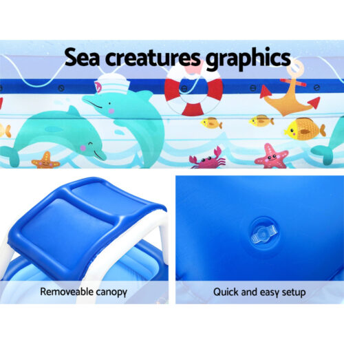 Bestway Kids Pool 213x155x132cm Inflatable Swimming w/ Canopy Play Pools 282L - Image 7