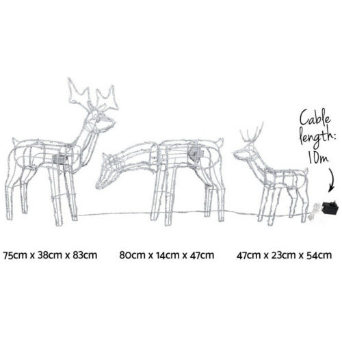 3 PCS Christmas Lights Reindeers 250 LED Decorations Jingle Jollys - Image 3