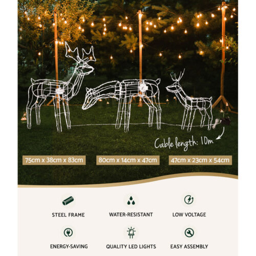 3 PCS Christmas Lights Reindeers 250 LED Decorations Jingle Jollys - Image 4