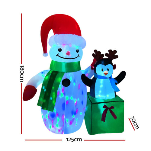 Jingle Jollys Christmas Inflatable Snowman 1.8M Illuminated Decorations - Image 3