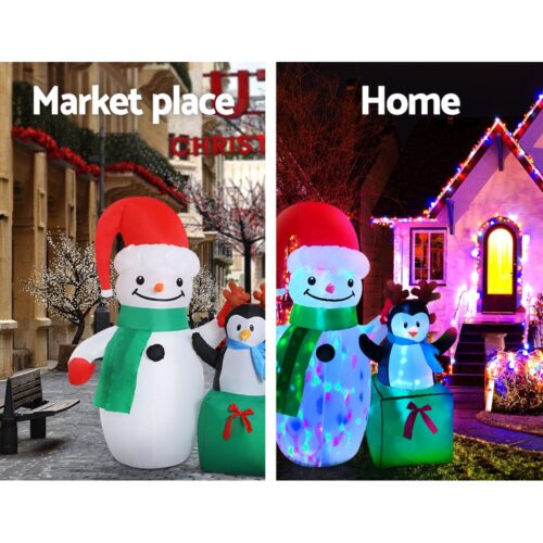 Jingle Jollys Christmas Inflatable Snowman 1.8M Illuminated Decorations - Image 6
