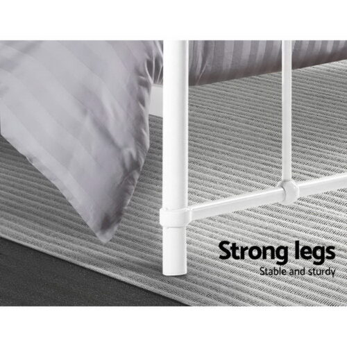 Artiss Bed Frame Metal Bed Frame LEO - Double (White) - Image 6