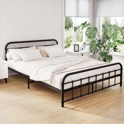 Artiss Bed Frame Metal Bed Frame LEO - Queen (Black) - Image 7
